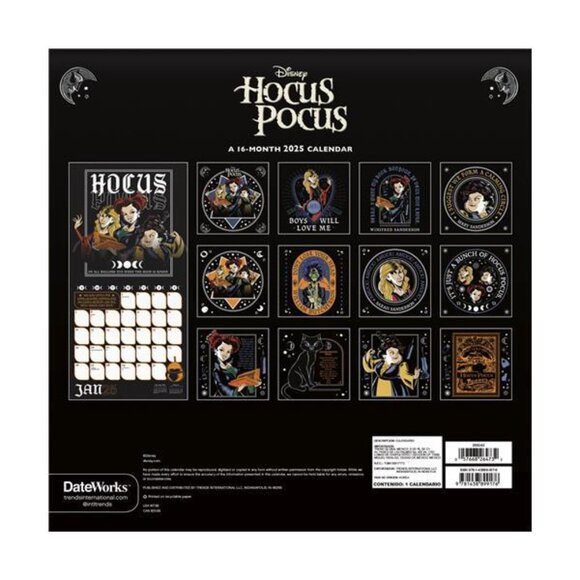 Disney Hocus Pocus 2025 12 x 12 Wall Calendar w daily planner - Picture 2 of 2
